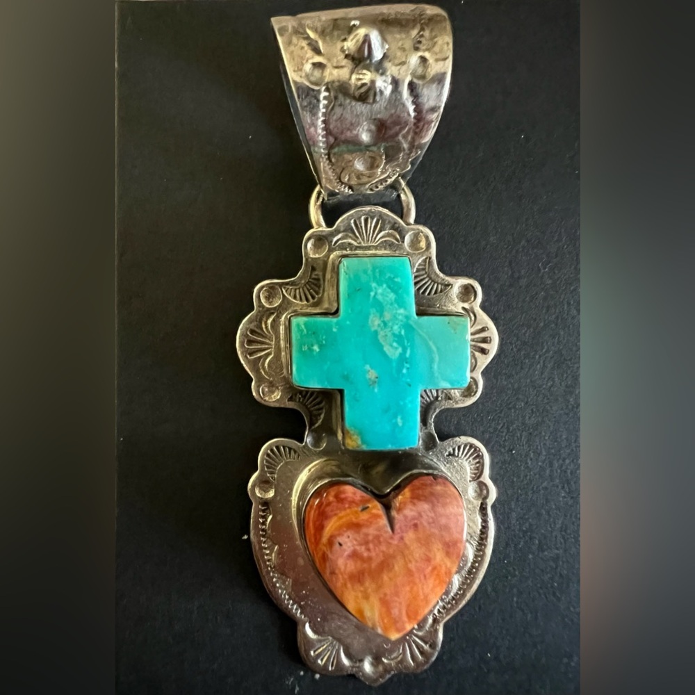Sterling and Turquoise Cross Necklace Native American